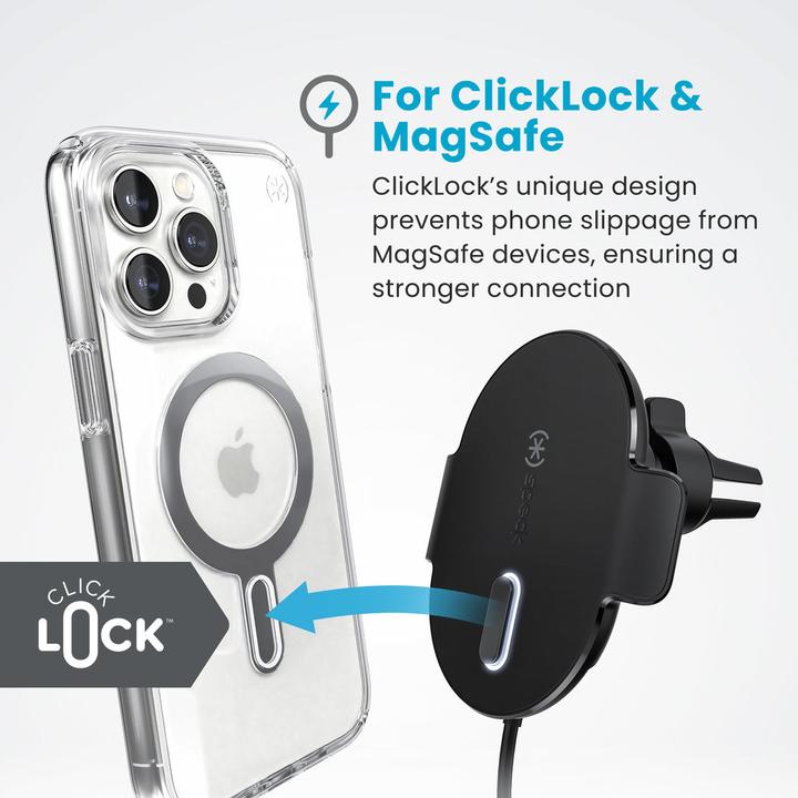 Immagine prodotto speck Charging Vent Mount + ClickLock – Autohalterung mit MagSafe kabellosem Laden (schwarz)