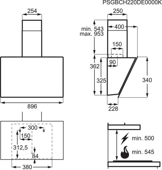 Produktbild AEG 7000 Hob²Hood / Wandhaube / 90 cm / Schwarz DVK5961HB (Wandhaube)