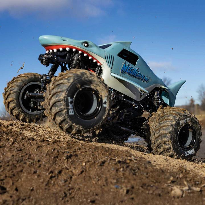 Actual product image Losi M.TRUCK MEGALODON RTR 4WD 1:18 EP Mini LMT Megalodon 2S Brushed - BLUE (Battery & Charger Included) (RTR Ready-to-Run)