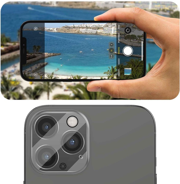Actual product image Bigben Connected Rear camera film, camera glass, 9H+ hardness (1 Piece, Apple iPhone 12 Pro Max)