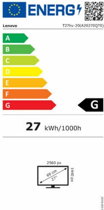 Energie-Label Lenovo ThinkVision T27hv-20 (2560 x 1440 Pixel, 27")