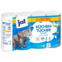 Produktbild ja! Küchentücher 3-lagig, 4x128 Blatt (4x)