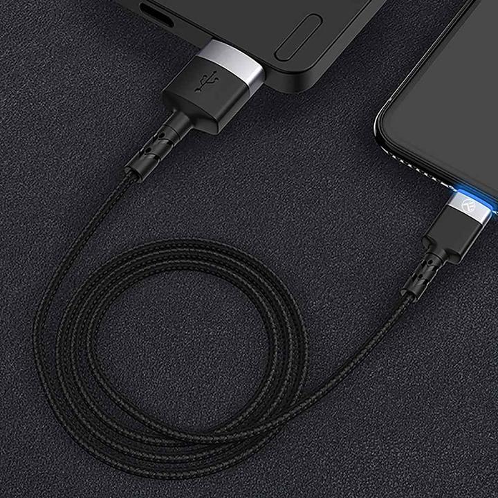 Produktbild Tellur Data cable USB to Lightning LED, Nylon Braided, 1.2m black (1.20 m, USB 3.0)
