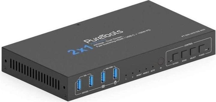 Purelink PureTools 2x1 HDMI 2.1 Dual Screen KVM Switch - 40Gbps