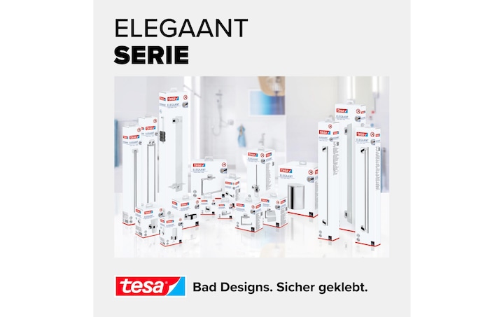 Produktbild tesa ELEGAANT Handtuchstange doppelt inkl. Klebelösung ohne Bohren