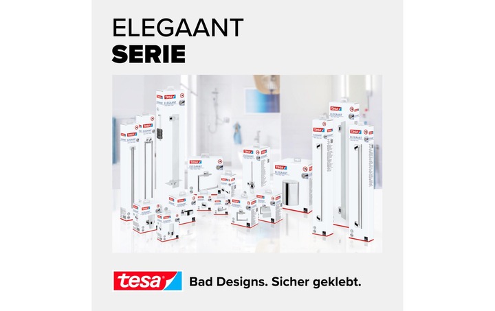 Produktbild tesa ELEGAANT Handtuchstange doppelt inkl. Klebelösung ohne Bohren