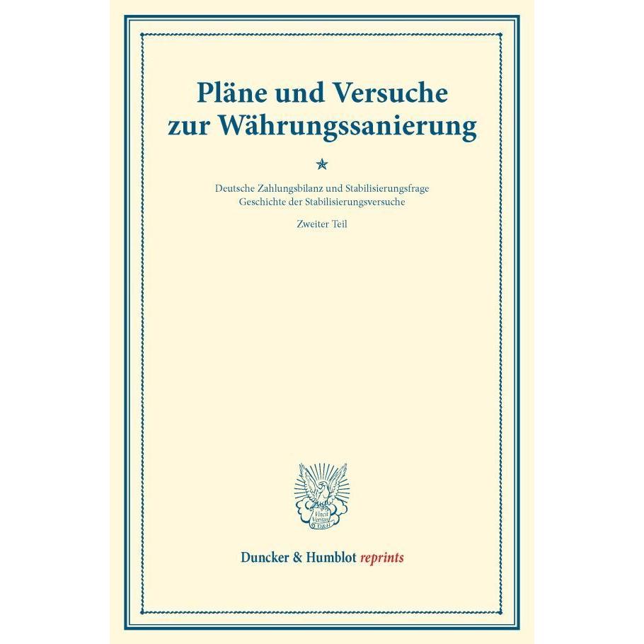 Pläne und Versuche zur Währungssanierung., Fachbücher von Karl Diehl, Felix Somary, Melchior Palyi