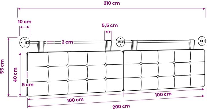 Actual product image vidaXL Schlafzimmer-Kopfteil (210 x 5 x 5 cm)