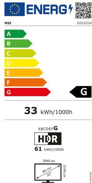 Energie-Label MSI Optix G321CUVDE (3840 x 2160 Pixel, 32")