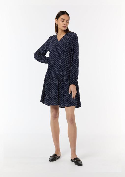 Image du produit Comma Robe imprimée à manches élastiques, encolure découpée avec bouton (40)