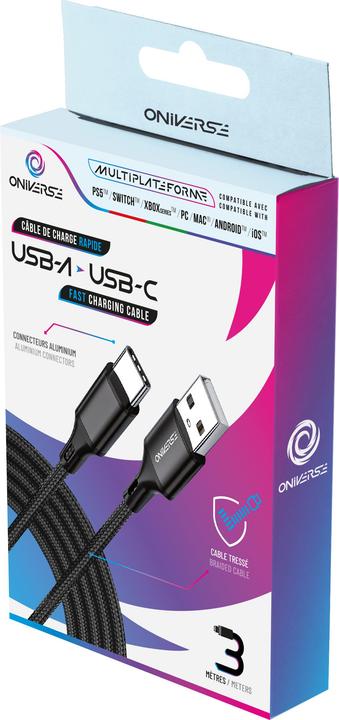 Produktbild Oniverse Usb-A To Usb-C Charge Cable, 3 M - Black (3 m)