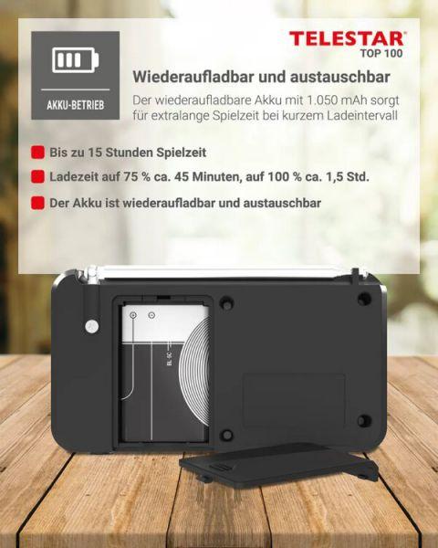 Immagine prodotto Telestar TOP 100 sw portables Radio DAB+/UKW,Bluetooth,USB,Akku