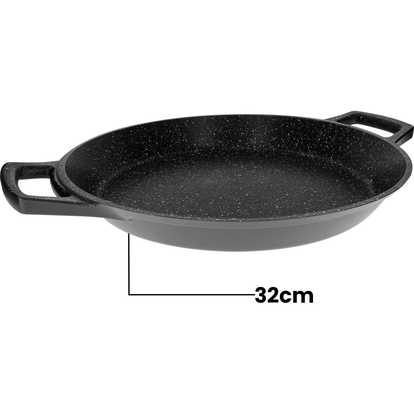 Thumbnail - Cheffinger Paellapfanne mit Antihaftbeschichtung in Marmoroptik 32cm, Pfanne + Kochtopf, Schwarz
