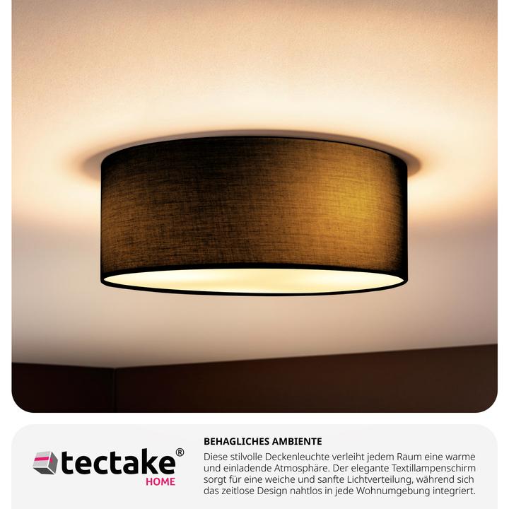 Produktbild tectake Deckenleuchte Circum, Textilschirm im Leinenlook (E27)
