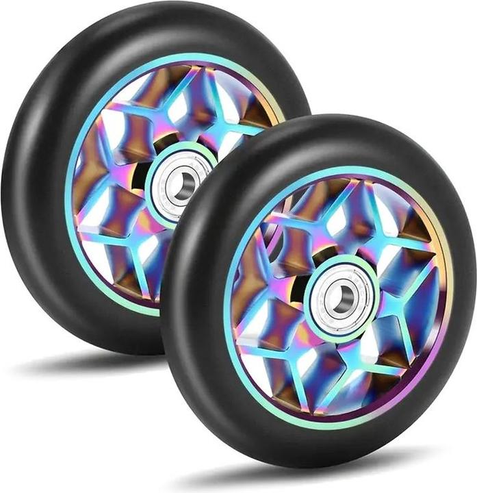 Produktbild Graw Jump Ramps Stück Performance Scooter Räder 100mm, Metallic Rainbow Sternform