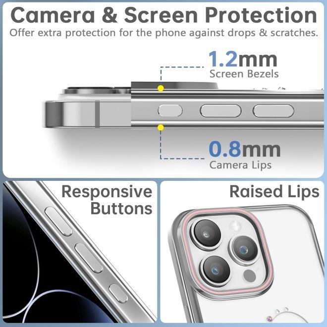 Immagine prodotto Kingxbar Custodia in silicone Wish Series con cristalli per iPhone 15 Pro - argento (Apple iPhone 15 Pro)