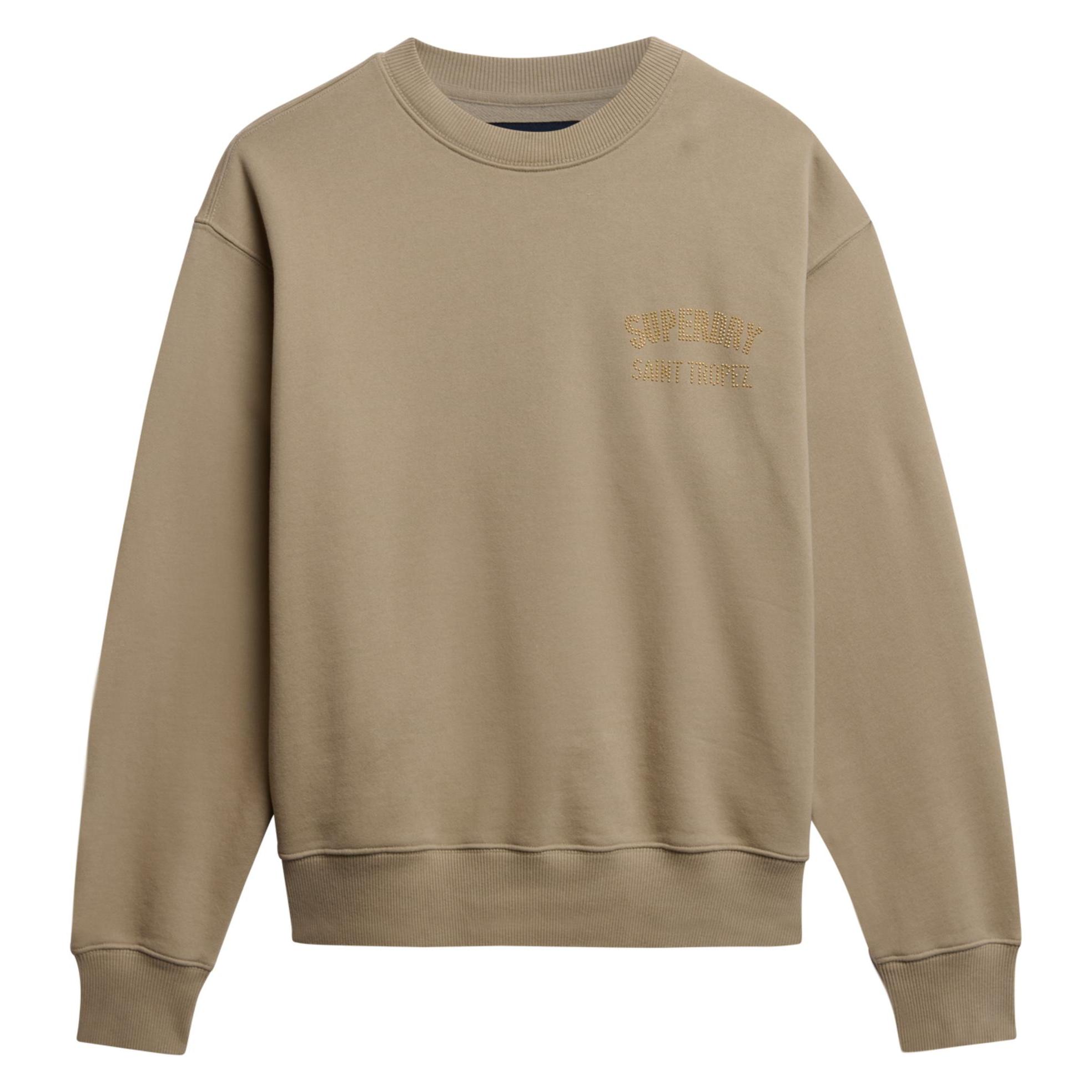 Superdry, Damen, Pullover, Lockeres Sport Luxe Sweatshirt Mit Rundhalsausschnitt, Beige, (Xs)