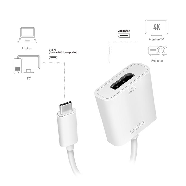 Produktbild LogiLink USB Typ-C zu (DP, 14 cm)