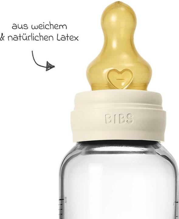 Actual product image Bibs - Glass Baby Bottle Round Latex Slow Flow - Ivory - 120 ml (120 ml)
