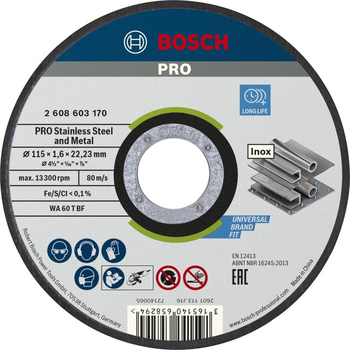 Produktbild Bosch Professional Zubehör PRO Stainless Steel and Metal Trennscheibe, 115 x 1,6 x 22,23 mm
