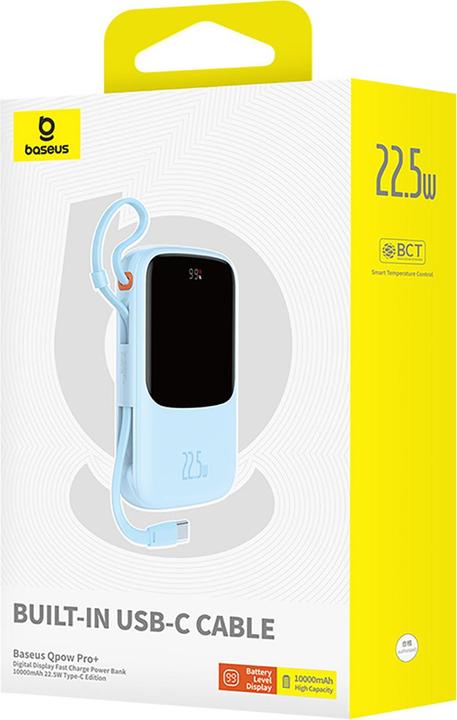Actual product image Baseus Qpow Pro+ 22.5W 10000mAh USB-C Power Bank - Blue (10000 mAh, 22.50 W, 37 Wh)