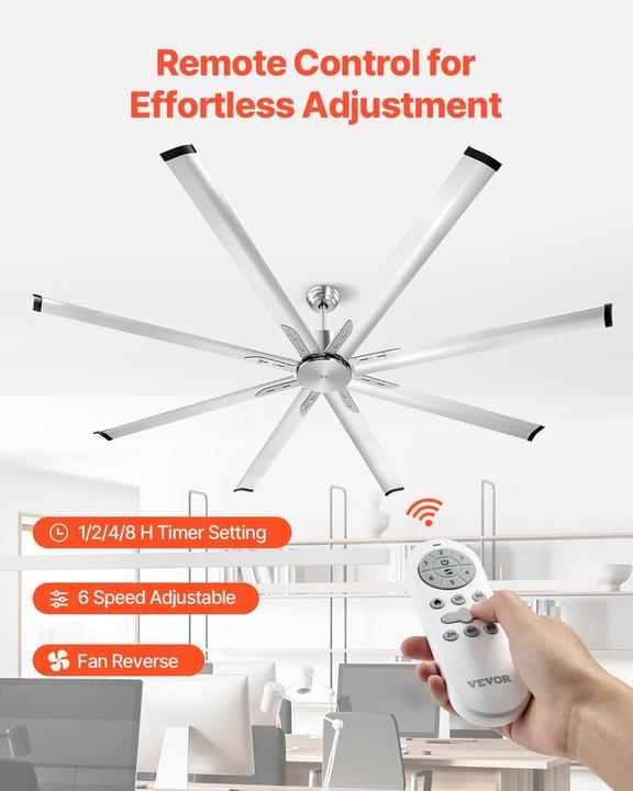 Actual product image Vevor Ceiling Fan Without Lighting Remote Control Brushed Nickel (45 dB)