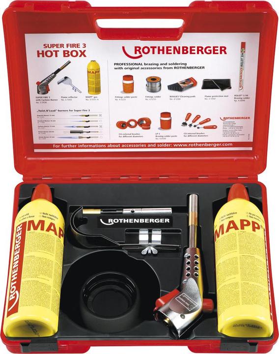 Actual product image Rothenberger SUPERFIRE 3 HOT BOX gas soldering torch in case
