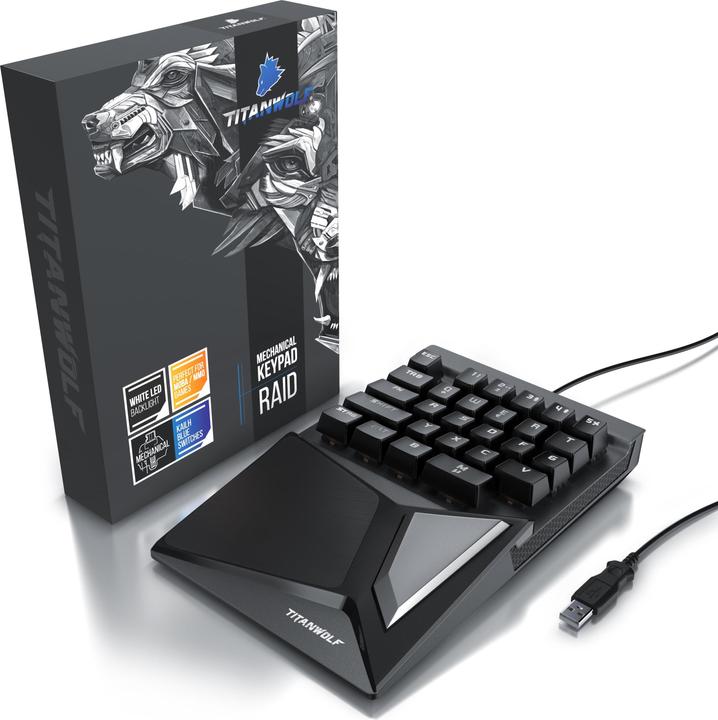 Actual product image Titanwolf Gaming keyboard, mechanical keypad keyboard with 28 keys, one-handed gaming keyboard (Germany, Cable)