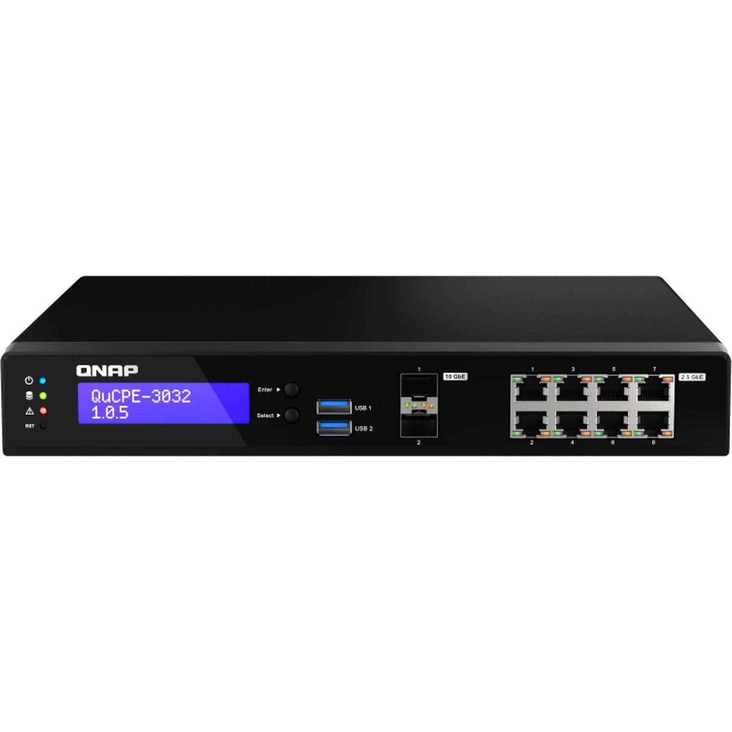 QNAP QuCPE-3032-C3558R-8G Intel Atom C3558R 8x2.5GbE RJ45 ports and 2x10GbE SFP+ ports 2xM.2 2280 NV