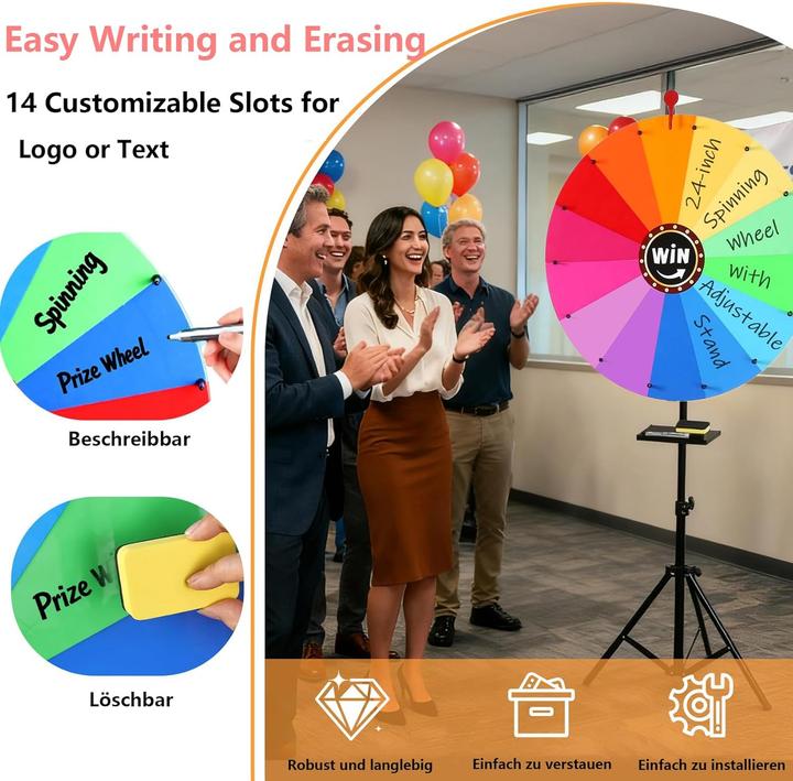 Produktbild Aiyjwxinp Drehbares Glücksrad mit verstellbarem Ständer (Deutsch)