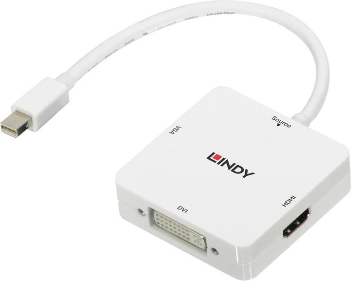 Image du produit Lindy Convertisseur Mini-DP 1.2 vers HDMI 2.0, DVI-D et VGA Supporte HDMI 2.0 Ultra HD 4K et HDCP2.2 Si... (HDMI, 6 cm)