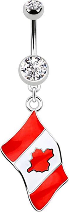 Produktbild Star Piercing Banane silber mit Anhänger Flagge Kanada (ohne Messing, Chirurgenstahl 316L)