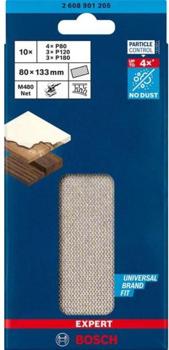 Actual product image Bosch Professional Zubehör EXPERT M480 Abrasive net set, 80 x 133 mm, 10 pieces (80, 120, 180)