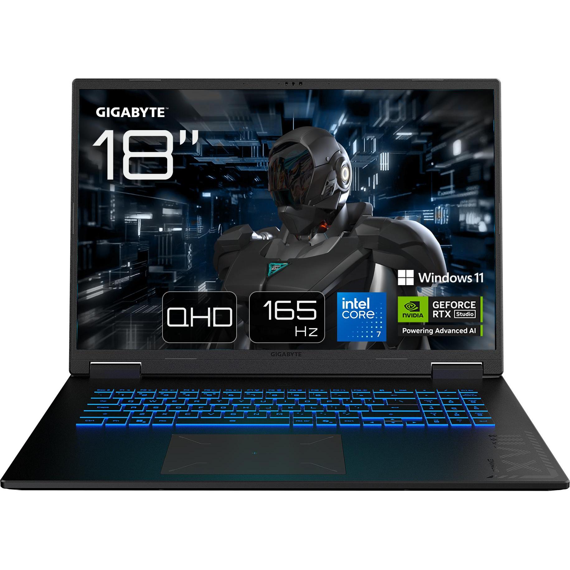 Gigabyte GAMING A18 PRO DYJG3DEBC4SH Intel Core 7 QHD SSD - 1.000 GB - 16 GB (18", 1000 GB, 32 GB, DE, Intel Core 7 240H), Notebook, Nero