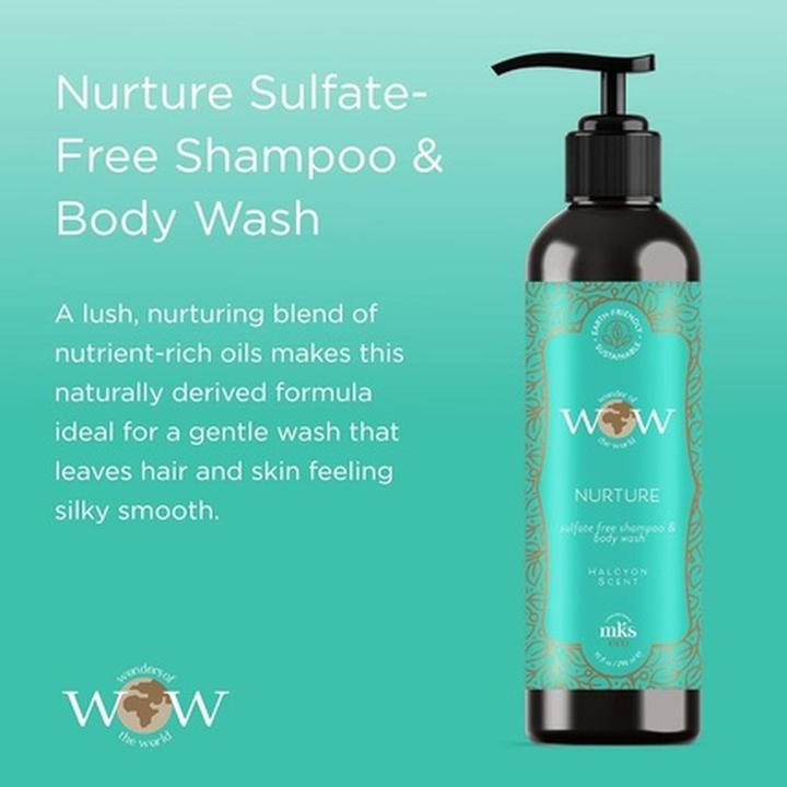 Produktbild Earthly Body MKS eco WOW Nurture Sulfat-freies Shampoo & Body Wash Halcyon Scent Vegan Cruelty Free 10 Fl Oz (296 ml, Flüssiges Shampoo)