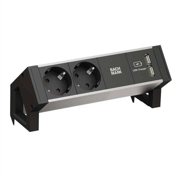 Image du produit Bachmann Desk 2 Alu Black (4x, CEE 7/3, USB-A)