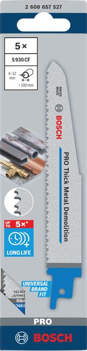 Actual product image Bosch Professional Zubehör PRO Thick Metal Demolition S930CF blade, 1.6 x 22 x 150 mm, 5 pcs.