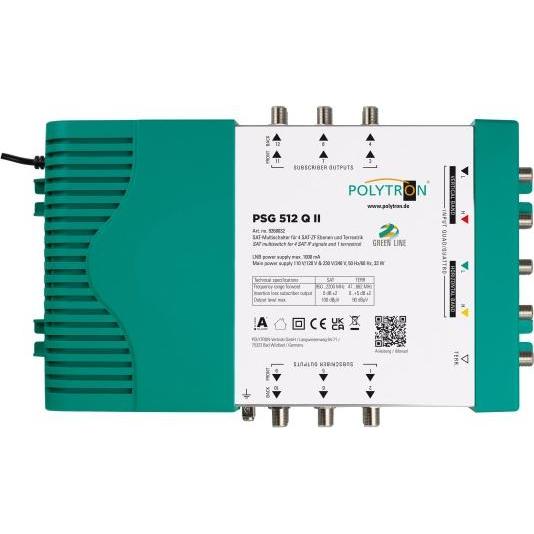 Polytron Multi-switch a cascata PSG 512 QII 5/12, terr. attivo, 22 kHz, alimentatore incluso (Multiinterruttori), Accessori per SAT
