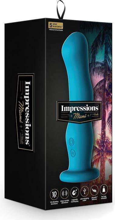 Actual product image Blush Impressions Miami Realistic Vibrating Dildo - Powerful Rumbly 10 Function Vibration - Suction Cup fo