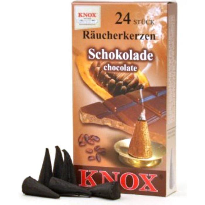 Knox, Duftkerzen, Räucherkerzen - Schokolade 24 Stk., Kegel
