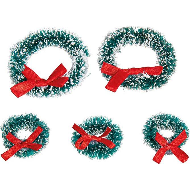 Rayher, Confezione regalo, Ghirlande di Natale in miniatura, 5 pezzi, Ø 3 + 5 cm (5x)