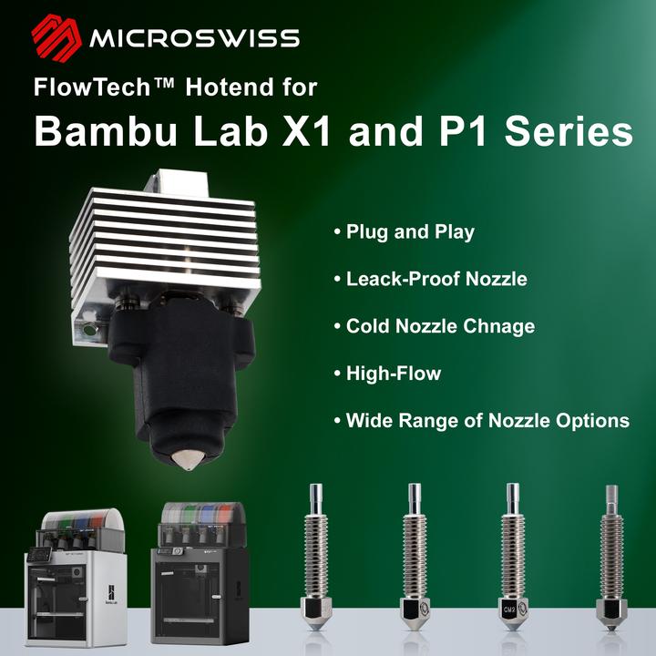 Actual product image MicroSwiss FlowTech™ Hotend for Bambu Lab X1/X1C - CM2™ - Hardened Tip - Standard Flow (Replacement parts)
