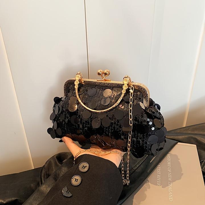 Actual product image Only-Bags.Store Chic vintage-inspired crossbody bag with adjustable strap and sequin accents