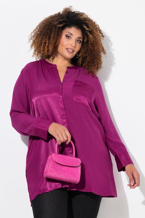 Produktbild Ulla Popken Satintunika, Patchlook, Stehkragen, Langarm (54)