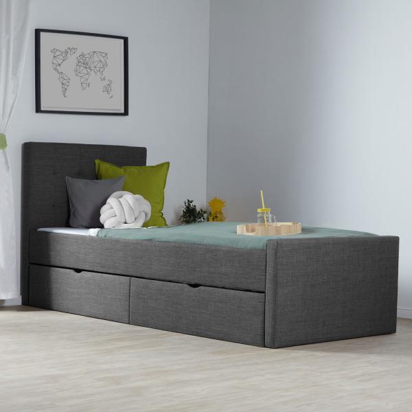 Produktbild Homestyle4u Polsterbett mit Lattenrost und Schubladen (90 x 200 cm)