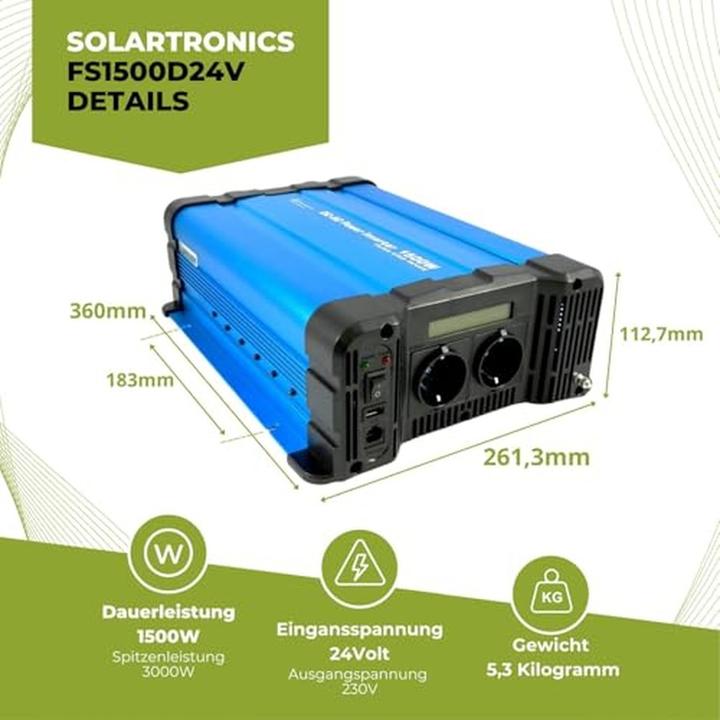 Immagine prodotto Solartronics Trasformatore di tensione FS1500D 24V 1500/3000 Watt
