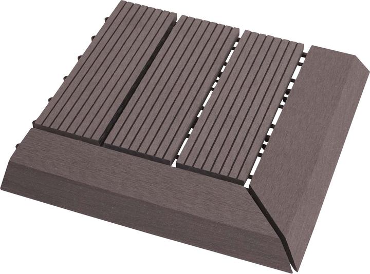 Image du produit Swisshandel24 WPC Carrelage d'angle Rhône + bordure, aspect bois terrasse, 30x30cm Premium Angle gauche, gris (1 x, 30 x 30 cm)