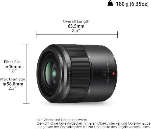 Immagine prodotto Panasonic 30mm f/2,8 Macro ASPH. Mega O.I.S. (Micro Four Thirds, Micro Four Thirds)