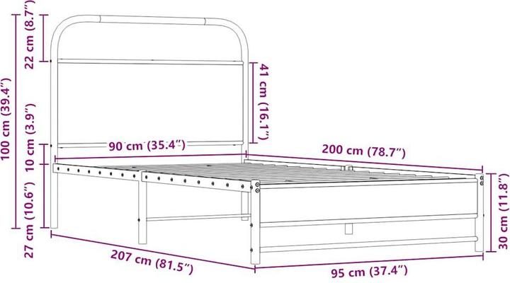 Produktbild vidaXL Bettgestell (90 x 200 cm)