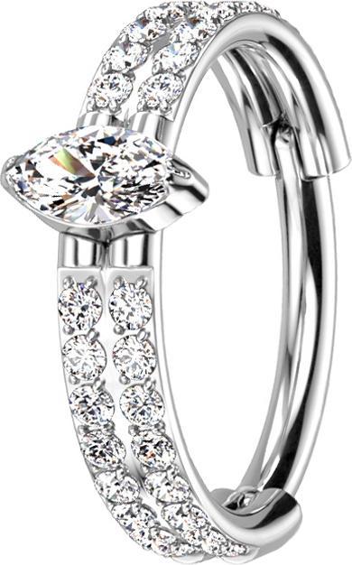 Immagine prodotto Star Piercing Anello Micro Segment con cerniera in argento a doppia linea con cristalli Cristallo ovale (Titanio, senza ottone)